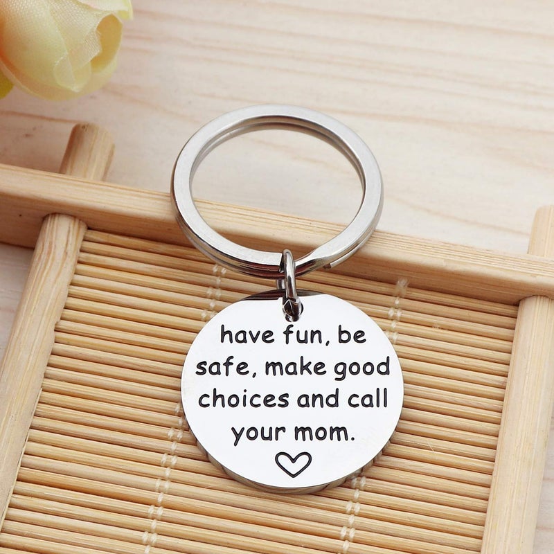SOSOHOME Have Fun, Be Safe, Make Good Choices and Call Your Mom, Stainless Steel Keychain, New Driver or Graduation Key Ring Gifts - Image 2